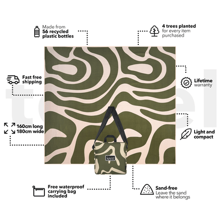 XL Eucalyptus Green - Recycled Sand Free Beach Blanket