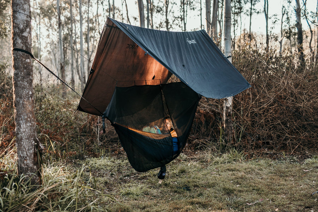 Nakie's complete hammock camping set up.