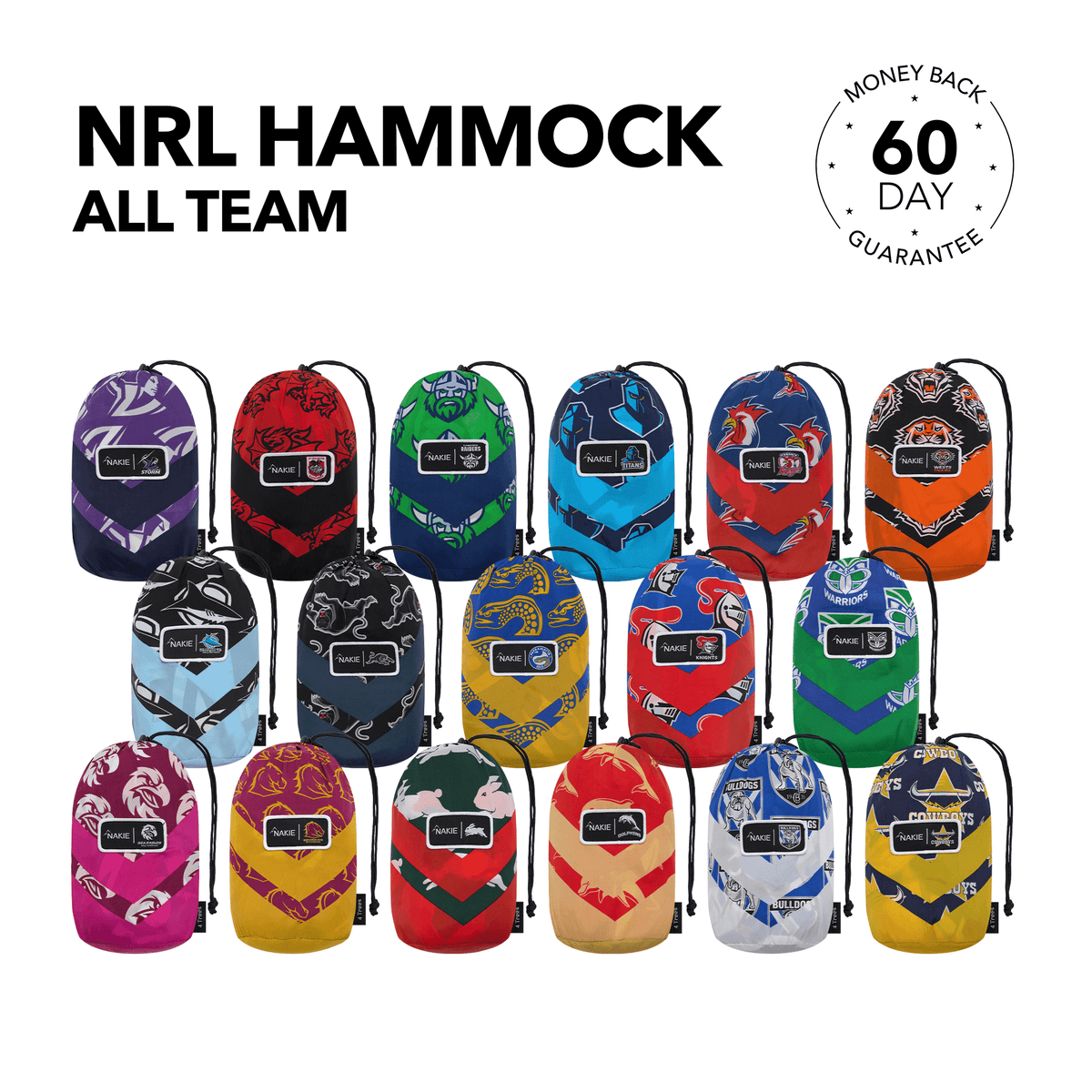 NRL Recycled Hammock with Straps - All Teams | Made From 100% Recycled ...