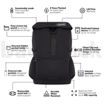 Midnight Black - Recycled Travel Backpack preview #3