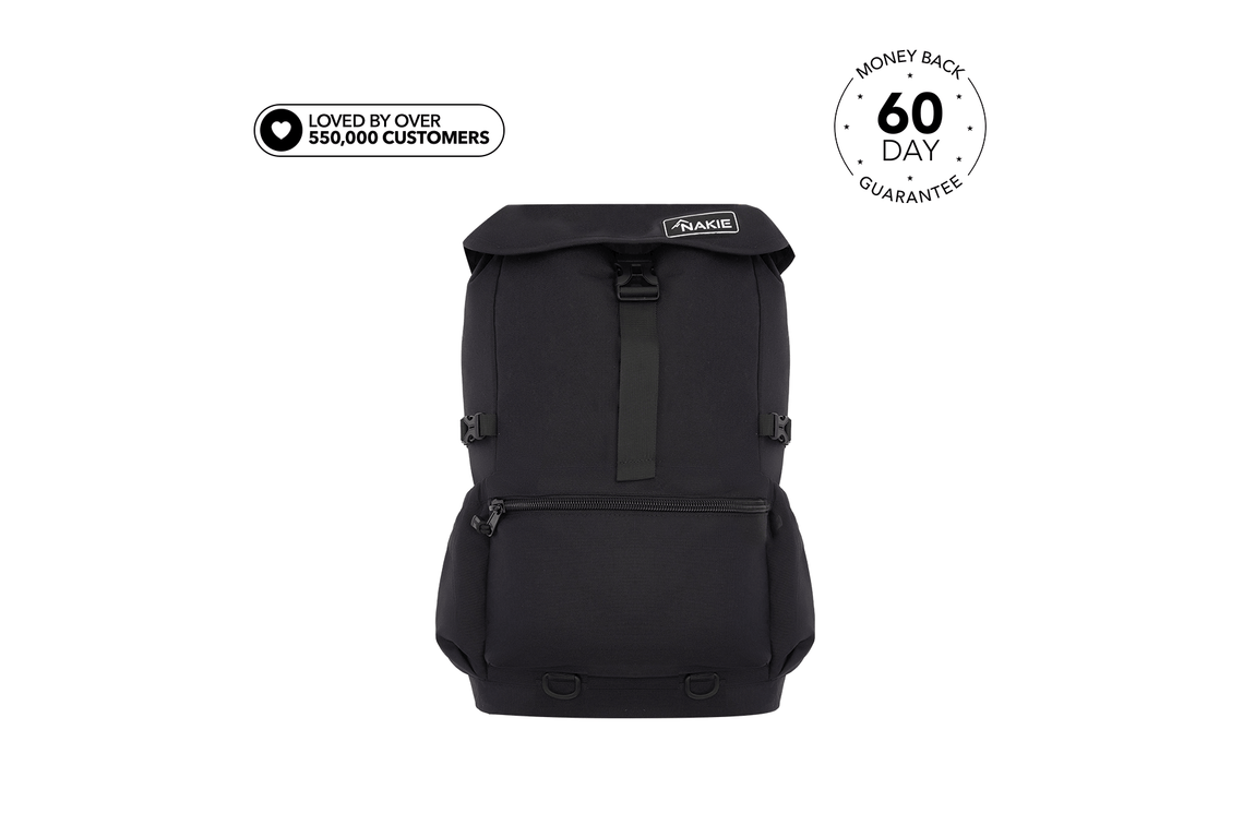 Midnight Black - Recycled Travel Backpack