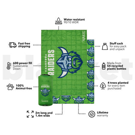 Raiders - NRL Sustainable Down Puffy Blanket