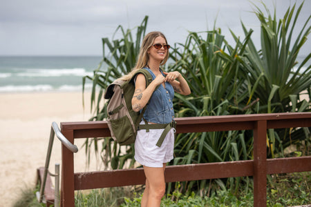 beach travel backpack Olive Green - Recycled Travel Backpack | Made From 100% Recycled Material