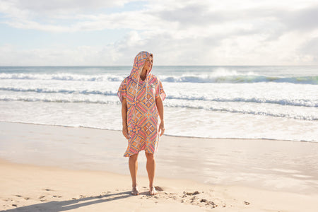 hooded towelling beach dress Hooded Towel Dress in Black or White