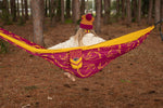 Back view of person relaxing in NRL Broncos Hammock in forest preview #7