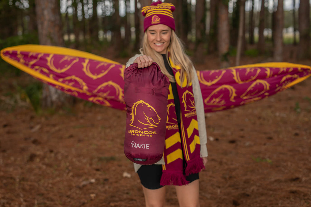 Broncos - NRL Sustainable Down Puffy Blanket | Made From 100% Recycled ...