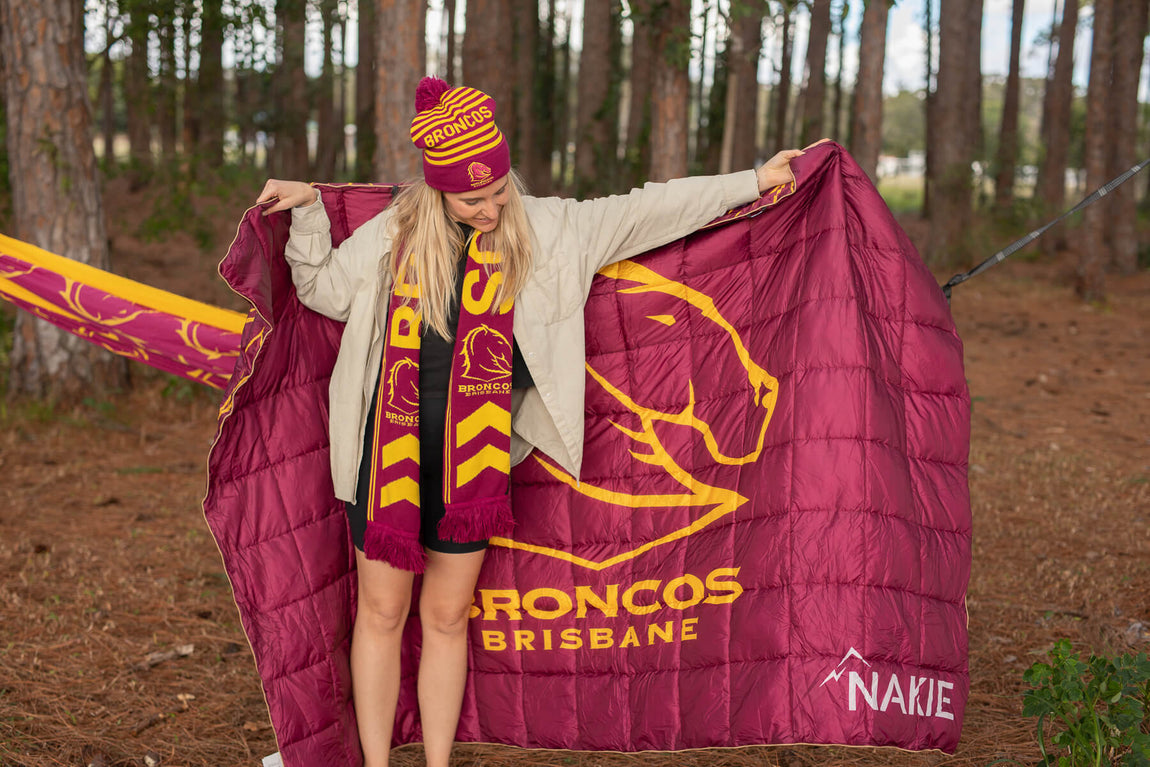 Broncos - NRL Sustainable Down Puffy Blanket | Made From 100% Recycled ...