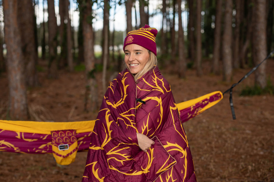 Broncos - NRL Sustainable Down Puffy Blanket | Made From 100% Recycled ...