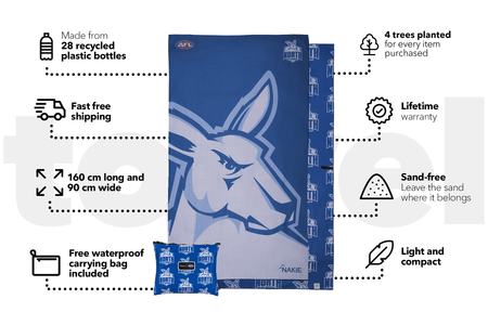 North Melbourne Kangaroos - AFL Recycled Sand Free Beach Towel