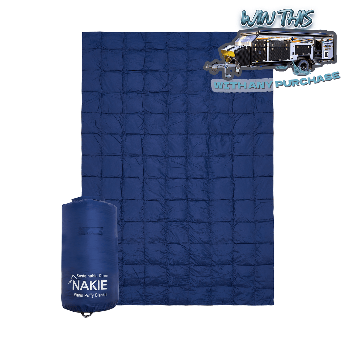 Deep Ocean Blue - Sustainable Down Puffy Blanket