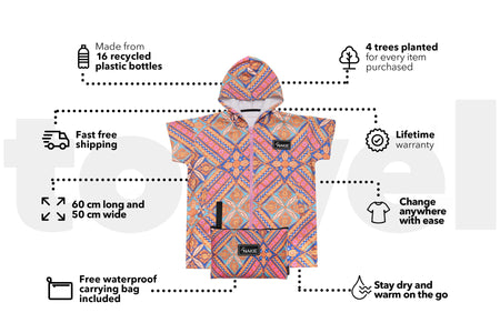 Rosy Tides - Kids Hooded Towel Recycled Sand Free