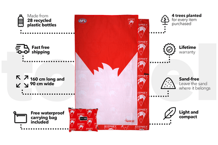 Sydney Swans - AFL Recycled Sand Free Beach Towel