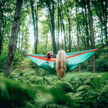 Sky Blue - Recycled Double Hammock with Straps - Nakie