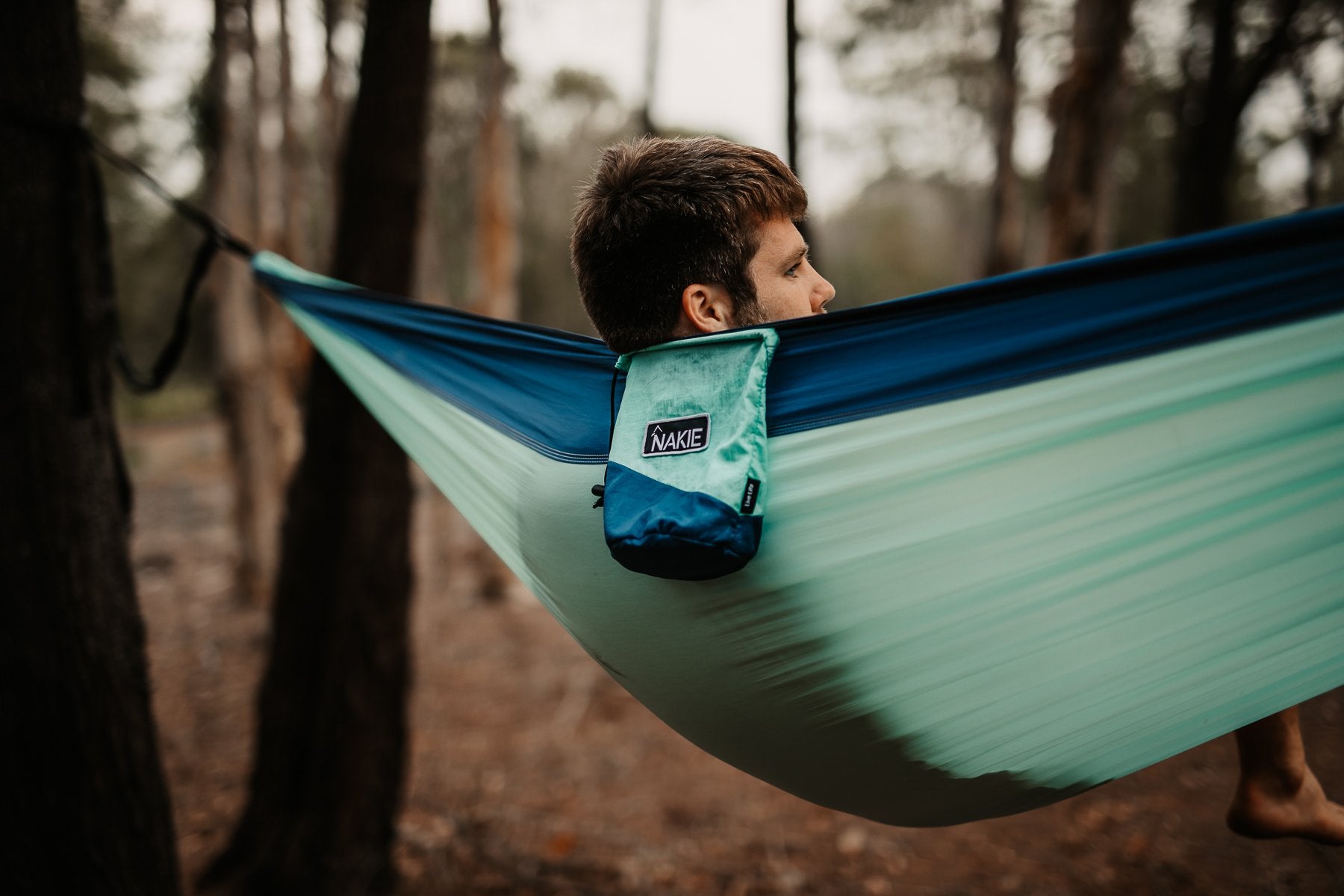 Sky Blue - Recycled Double Hammock with Straps - Nakie